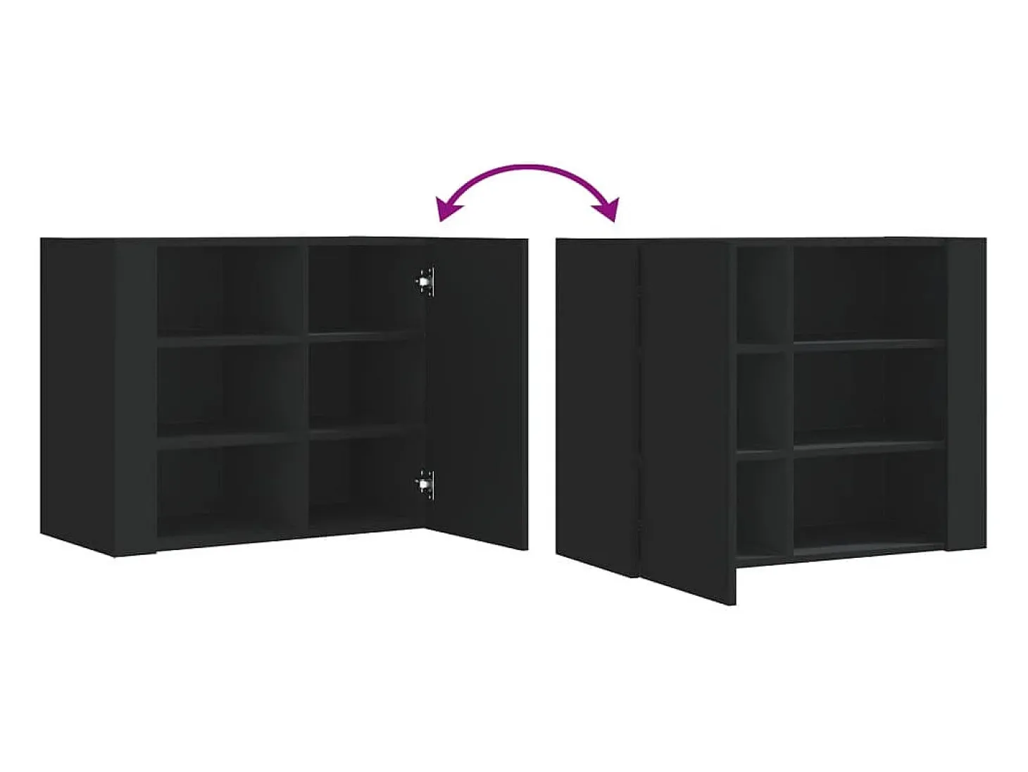 Armario de pared negro 75x35x60 cm madera de ingeniería