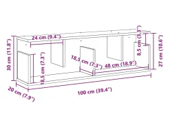 Armario de pared 100x20x30 cm madera de ingeniería gris hormigón