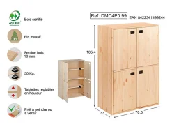 Armario de pino de 4 puertas Dinamic