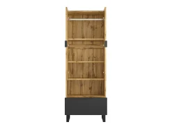 Armario de recibidor con cajón, estantes regulables y perchero, tablero de partículas de madera, color natural y negro (180x38x65 cm)