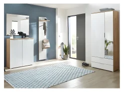 Armario de recibidor escandinavo con espacio para colgar y espejo 196x84x40cm Rosvik