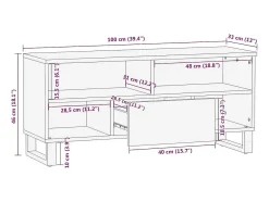Armario de TV Marrón 105 x 33 x 46 cm madera maciza de mango