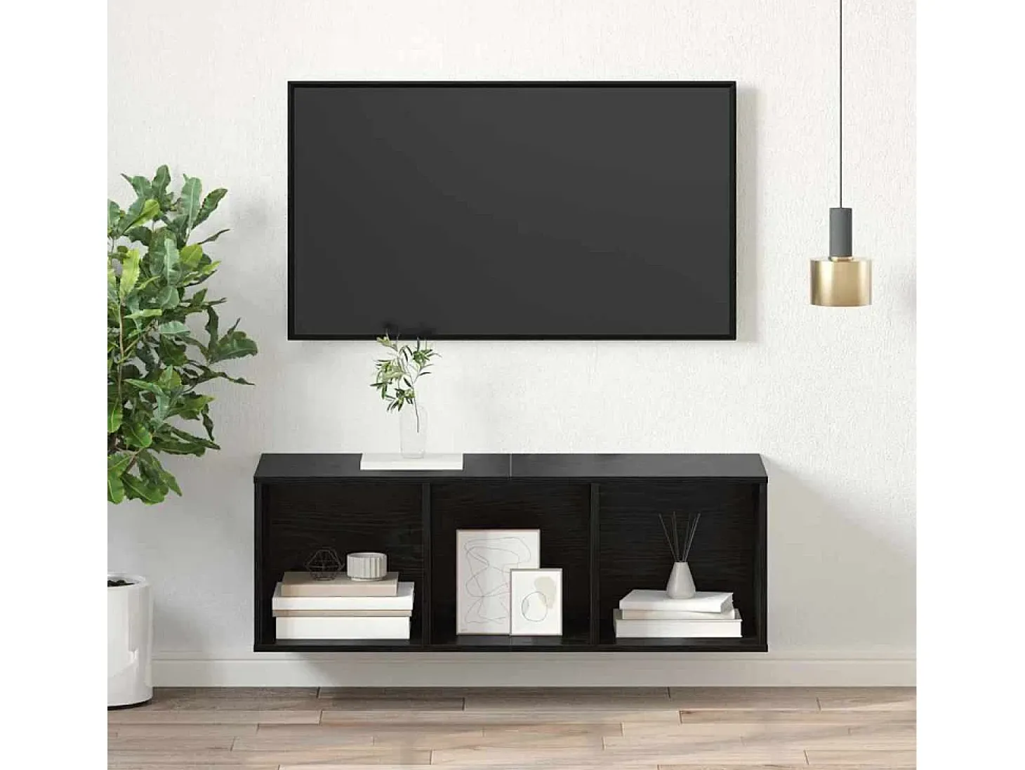 Armario de TV Roble negro 37 x 37 x 107 cm Madera contrachapada