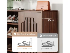 Armario de zapatos con puertas de listones, armario de zapatos de 5 niveles con estantes ajustables, estante de zapatos para 20 pares.