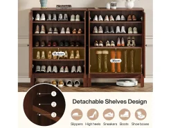 Armario de zapatos con puertas de listones, armario de zapatos de 5 niveles con estantes ajustables, estante de zapatos para 20 pares.