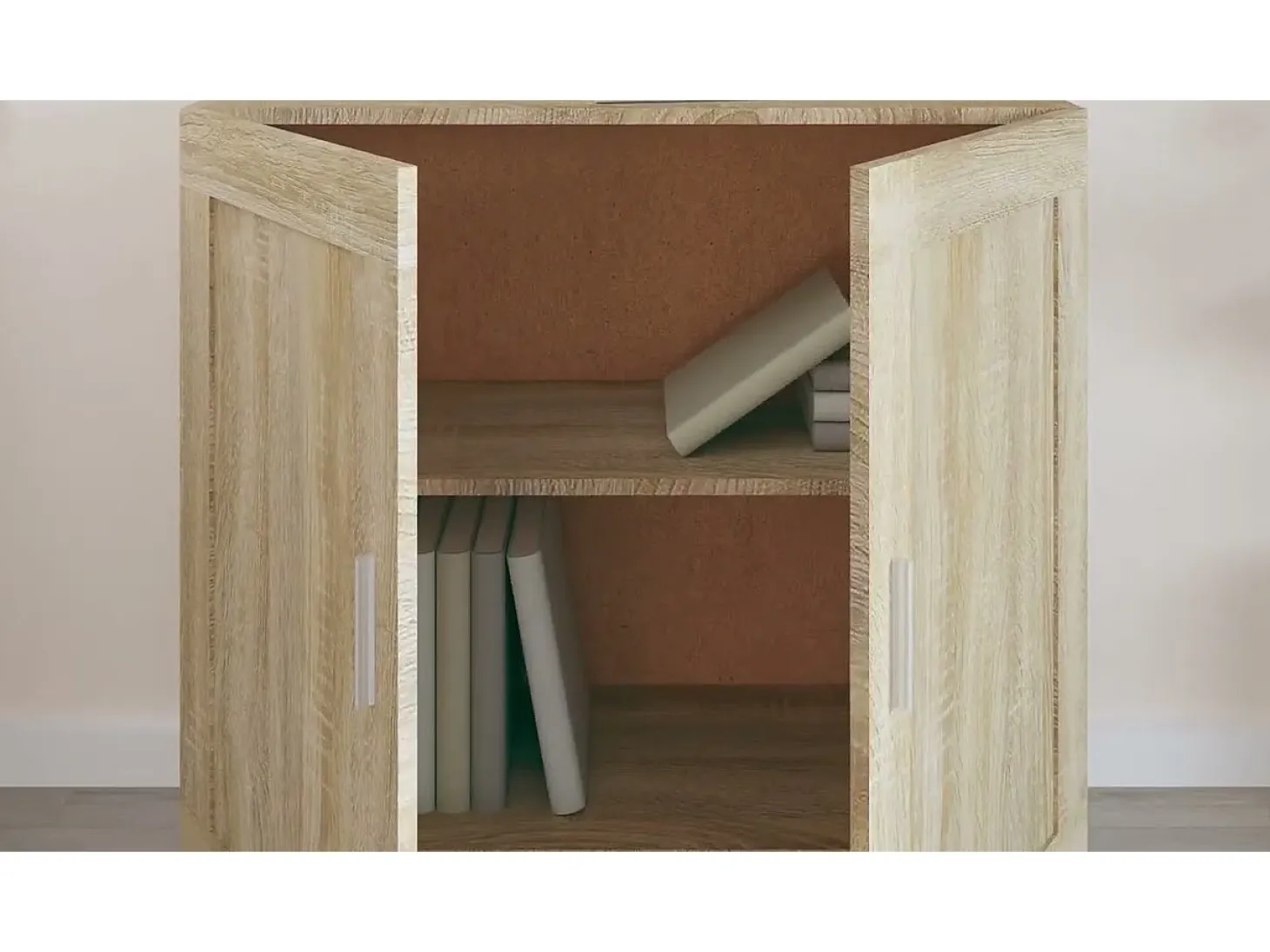 Armario libros madera contrachapada color roble 82,5x30,5x80 cm