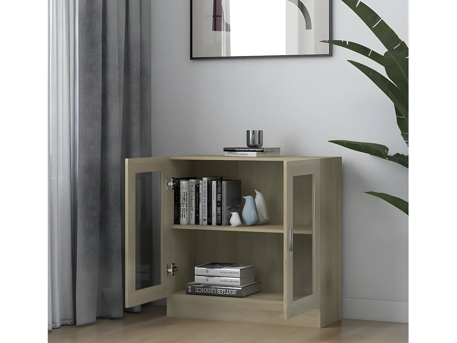 Armario libros madera contrachapada color roble 82,5x30,5x80 cm