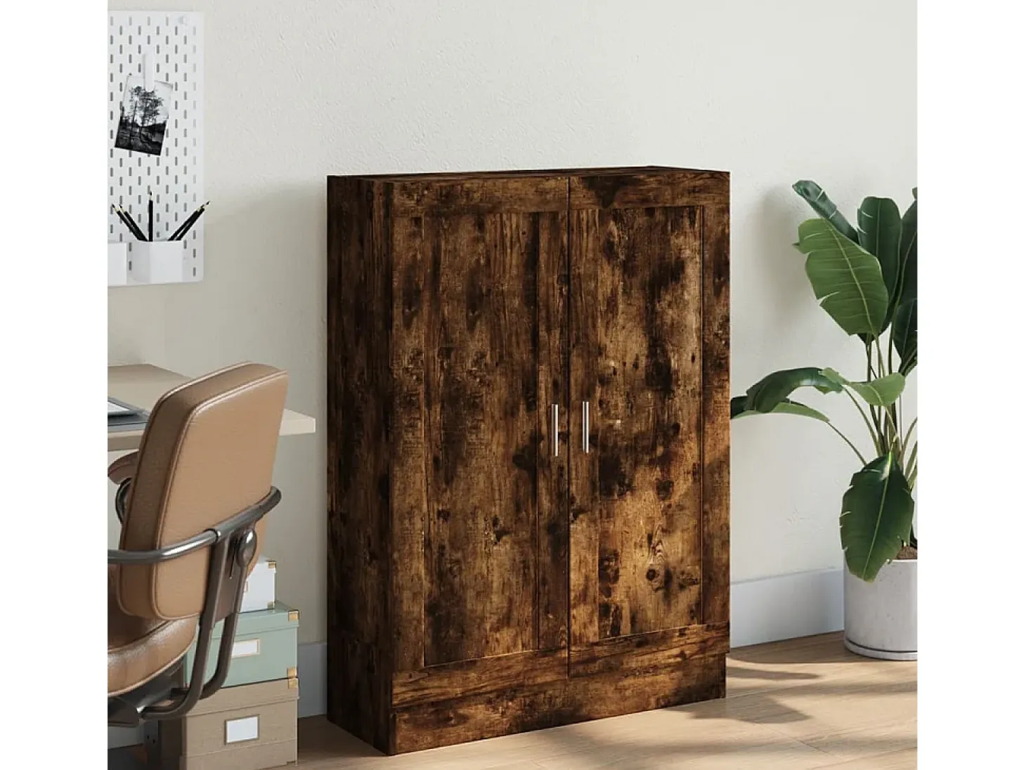 Armario libros madera de ingeniería roble humo 82,5x30,5x115 cm ES258372