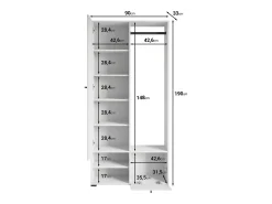 Armario moderno 90 cm armario de entrada con espejo estantes y barra mate gris pallad