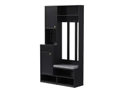 Armario negro con 2 puertas, 1 cajón, 4 ganchos y 1 banco, 100x30x180cm