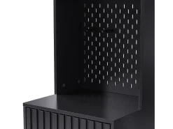 Armario negro con 2 puertas, 1 cajón, 4 ganchos y 1 banco, 100x30x180cm