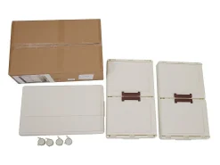 Armario organizador 2 niveles + 4 puertas y ruedas blanco/marrón 65,6x60x35 cm