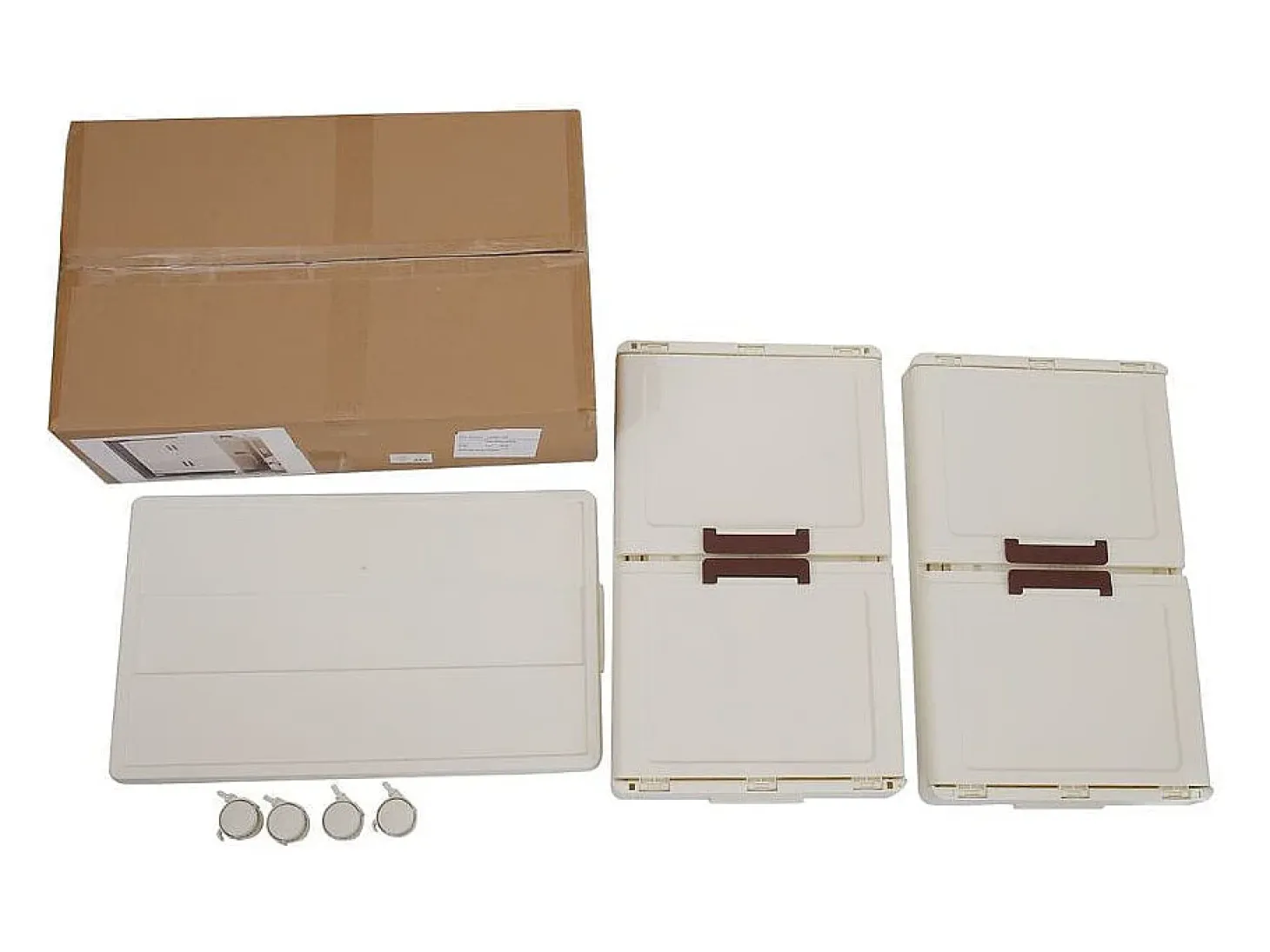 Armario organizador 2 niveles + 4 puertas y ruedas blanco/marrón 65,6x60x35 cm