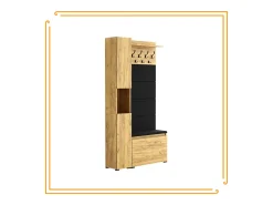 Armario para el recibidor con asiento, perchero, panel tapizado y columna