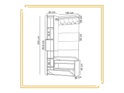 Armario para el recibidor con asiento, perchero, panel tapizado y columna