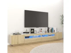 Armario TV con luces LED color roble Sonoma 260x35x40 cm