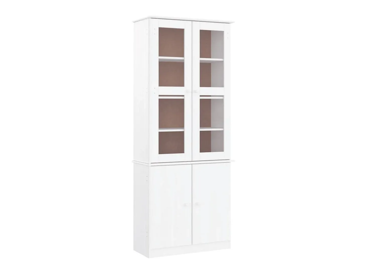 Armario vitrina ALTA madera maciza pino blanco 77x35x186,5cm ES736337
