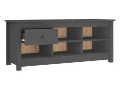 Armario zapatero de madera maciza de pino gris 110x38x45,5 cm ES935368