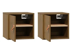 Armarios de pared 2 piezas Marrón miel 31,5x30x30 cm Madera maciza de pino