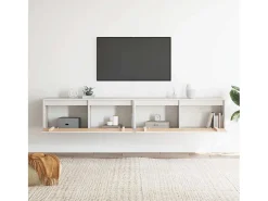 Armarios de pared 2 uds Blanco 100x30x35 cm Madera maciza de pino