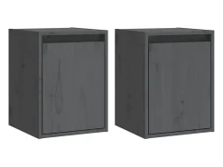 Armarios de pared 2 uds Gris 30x30x40 cm Madera maciza de pino