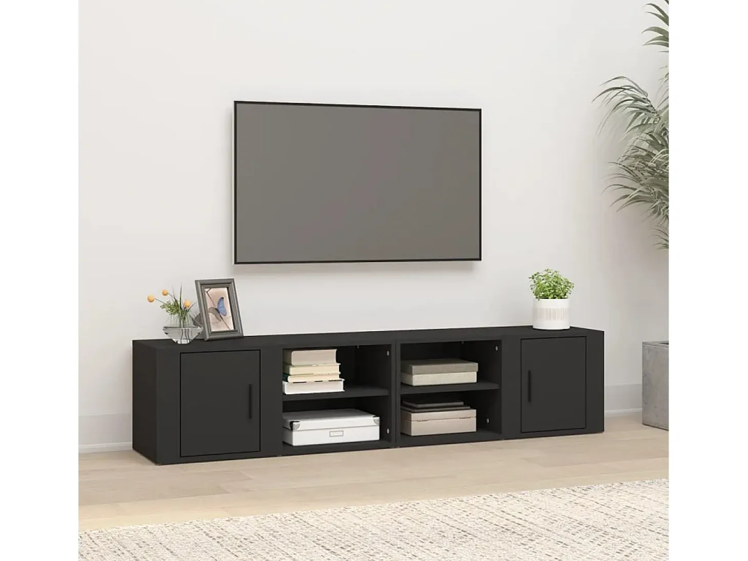 Arnaldo Muebles para TV 2 uds madera contrachapada negro 80x31,5x36 cm