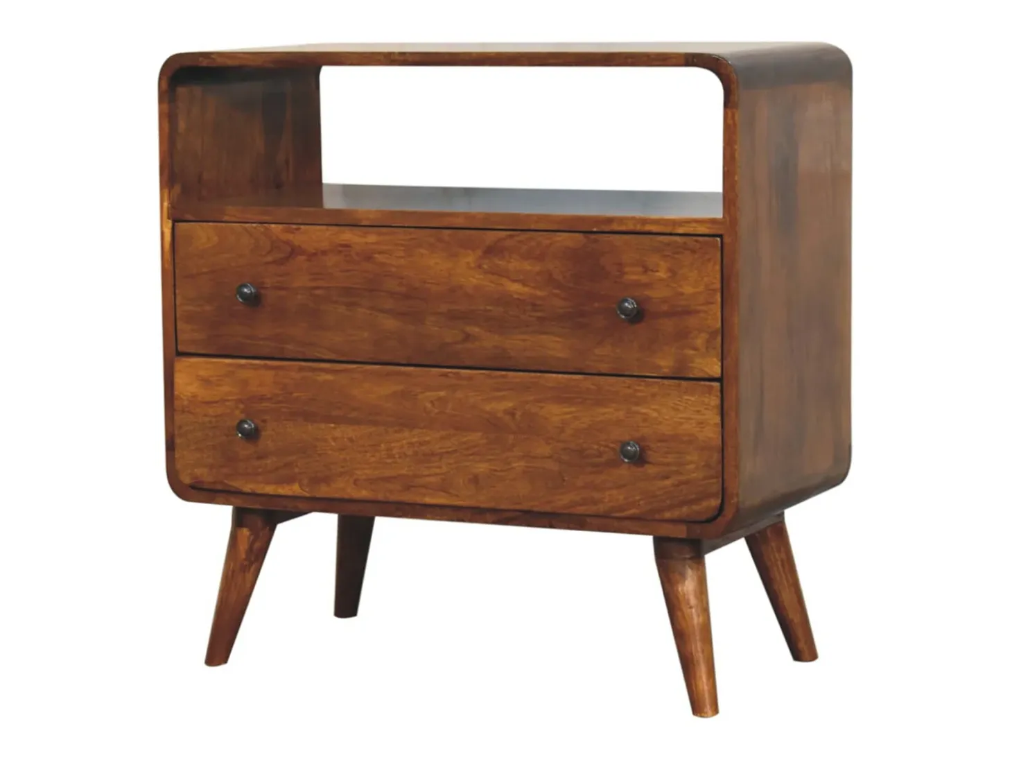 Artisan Furniture Consola curva Nordic Charm de madera maciza