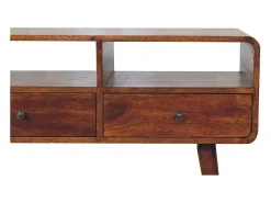 Artisan Furniture Madera maciza Mesa consola de castaño con triple curvatura