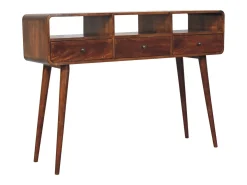 Artisan Furniture Madera maciza Mesa consola de castaño con triple curvatura