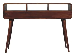 Artisan Furniture Madera maciza Mesa consola de castaño con triple curvatura