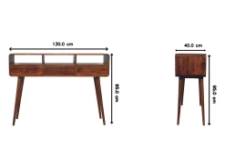 Artisan Furniture Madera maciza Mesa consola de castaño con triple curvatura