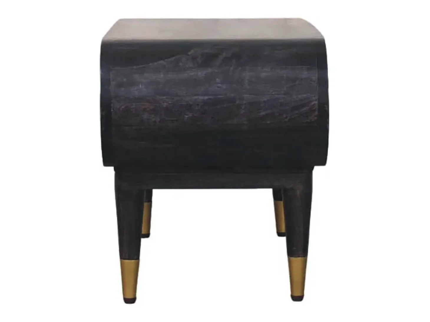 Artisan Furniture Madera maciza Mueble multimedia con bordes curvados y detalles en latón