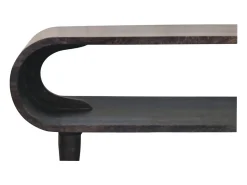 Artisan Furniture Madera maciza Mueble multimedia con bordes curvados y detalles en latón