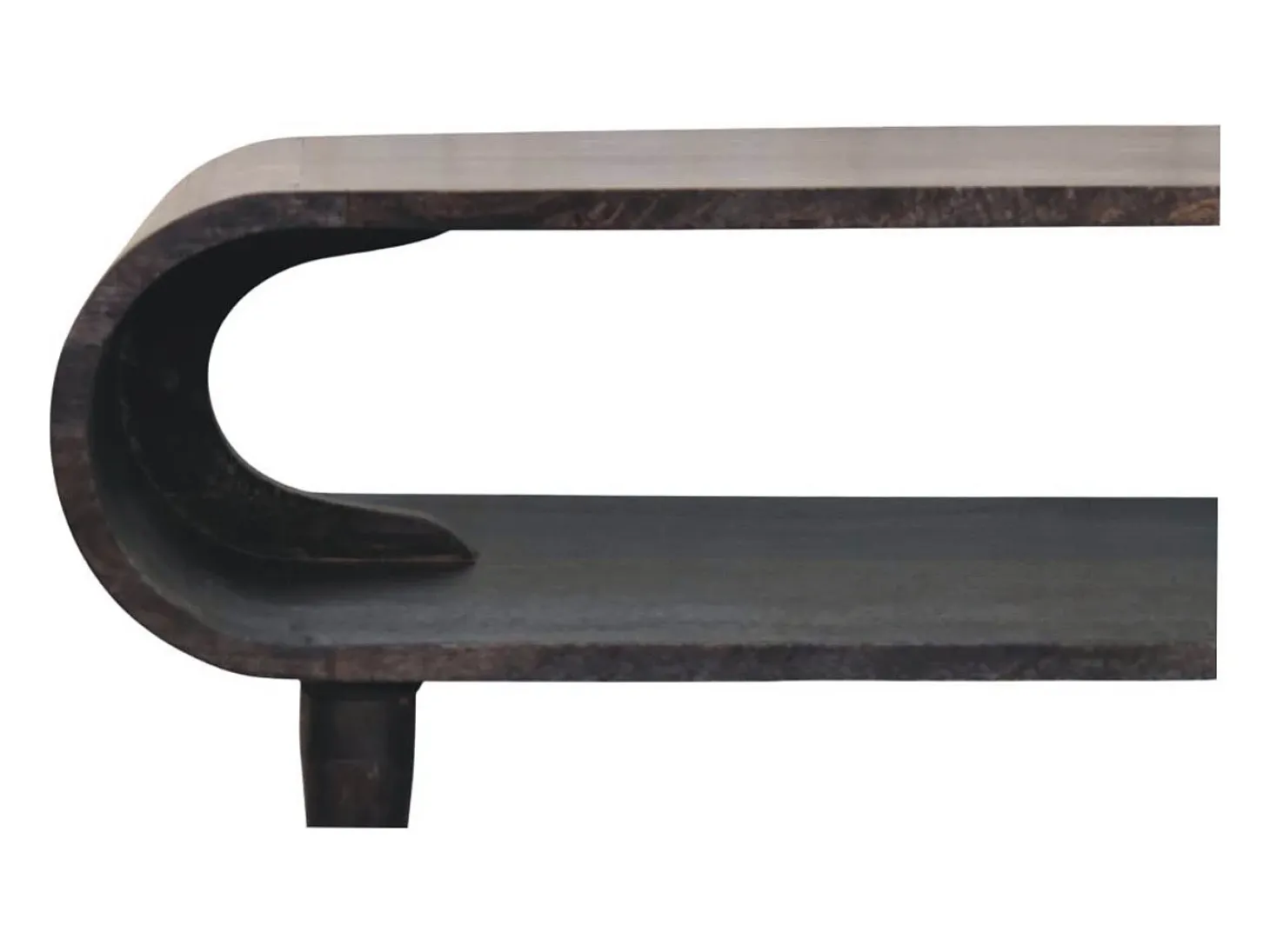 Artisan Furniture Madera maciza Mueble multimedia con bordes curvados y detalles en latón