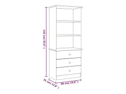 Arven Librería con cajones ALTA madera maciza de pino 60x35x142 cm