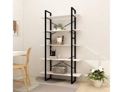 Aubagne Estantería de 5 niveles madera pino maciza blanco 100x30x175 cm