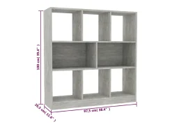 Avenra Estantería librería contrachapada gris hormigón 97,5x29,5x100cm