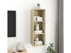 Aymee Mueble de pared para TV madera contrachapada roble 37x37x72 cm
