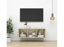 Aymee Mueble de pared para TV madera contrachapada roble 37x37x72 cm