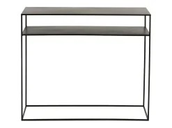 Azinah Consola de 2 bandejas de metal negro L 105 cm