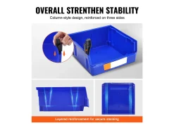 Bacs de Almacenamiento SucceBuy Apilables y Colgantes, Lote de 6 Cajas de Almacenamiento de Plástico, Azul/Rojo