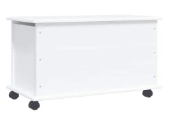 Baúl almacenaje ruedas ALTA madera maciza blanco 73x39,5x43 cm