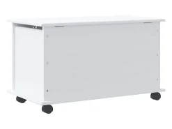 Baúl almacenaje ruedas ALTA madera maciza blanco 73x39,5x43 cm