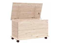 Baúl de almacenaje con ruedas ALTA madera maciza 73x39,5x44 cm ES330437