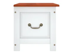 Baúl de almacenaje con tapa madera de acacia marrón y blanco