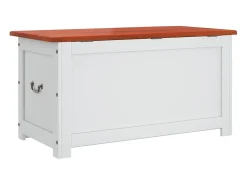 Baúl de almacenaje con tapa madera de acacia marrón y blanco