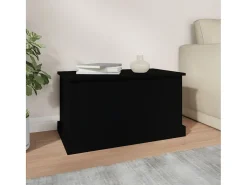 Baúl de almacenaje madera contrachapada negro 70x40x38 cm ES562786