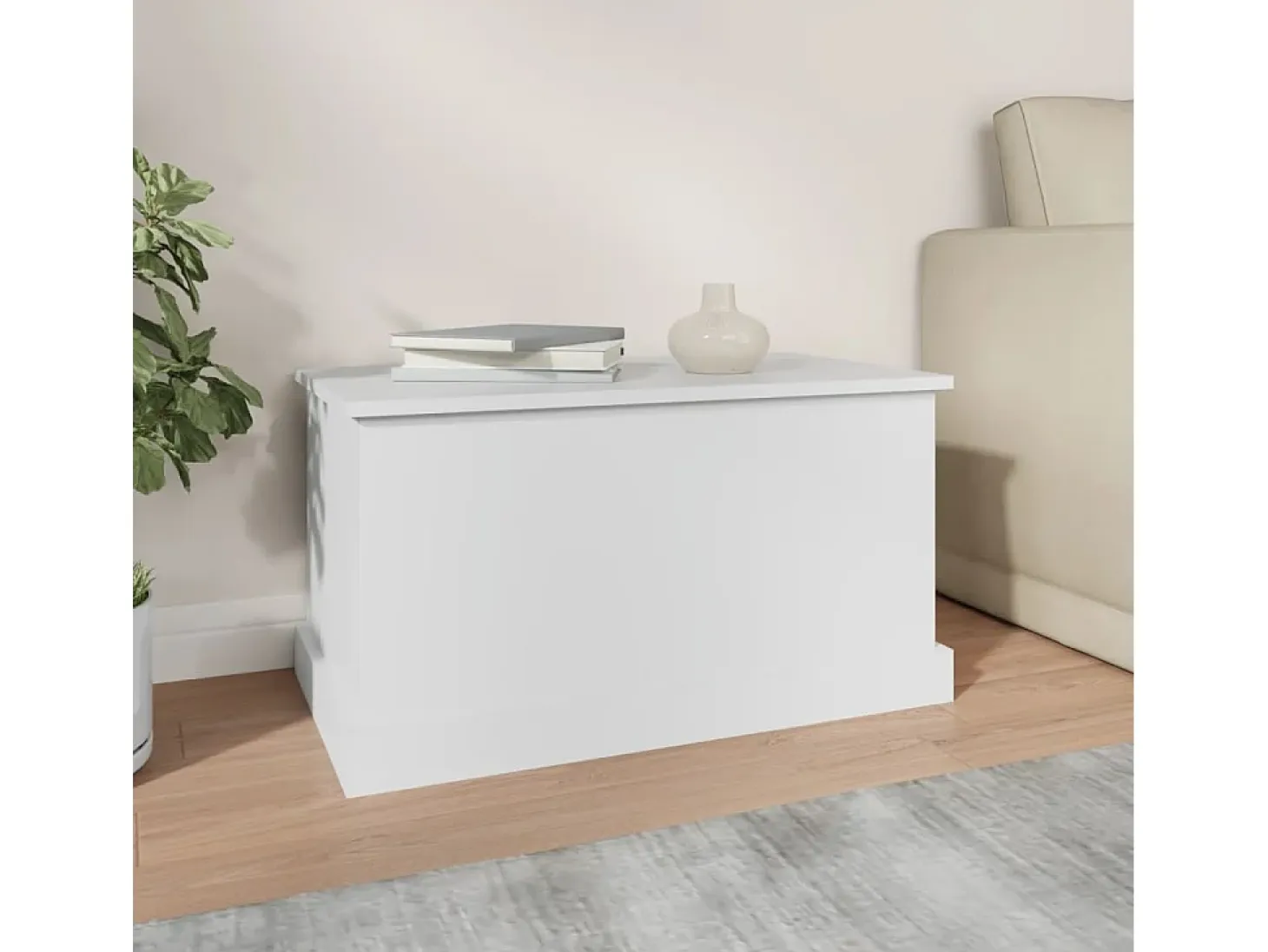 Baúl de almacenaje madera contrachapada blanco 70x40x38 cm ES335511