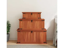 Baúl de almacenamiento 3 piezas de madera maciza de acacia