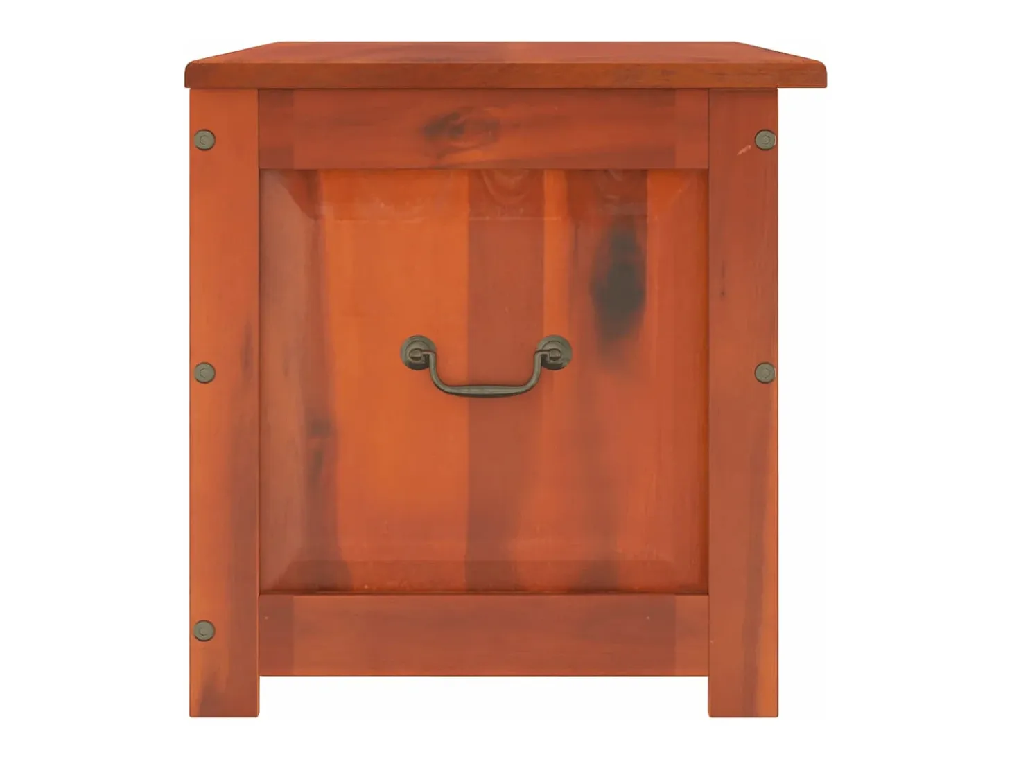 Baúl de almacenamiento con tapa madera maciza de acacia marrón